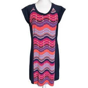 Title Nine Athletic Dress Navy Blue Pink Chevron Women's Size M Stretch Hiking